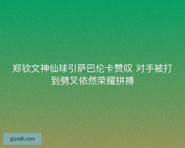 郑钦文神仙球引萨巴伦卡赞叹 对手被打到劈叉依然荣耀拼搏