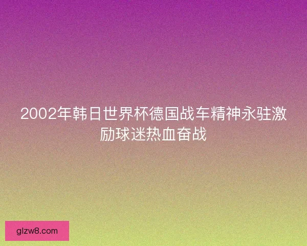 2002年韩日世界杯德国战车精神永驻激励球迷热血奋战